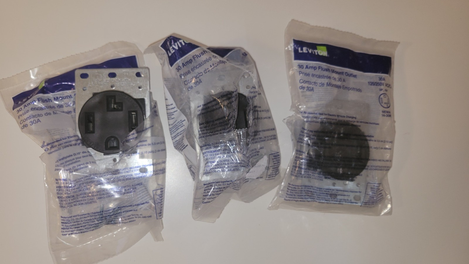 LOT OF 3 BRAND NEW LEVITON 278-S00 FLUSH RECEPTACLES 30A 125/250V14-30R