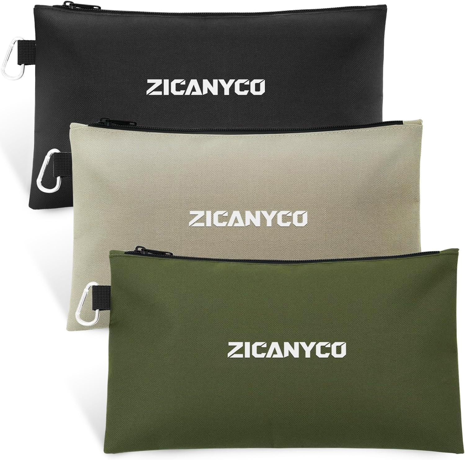 Tool Pouch Zipper Bags, Small Tool Bags with Metal Zipper & Carabiner, Durable U