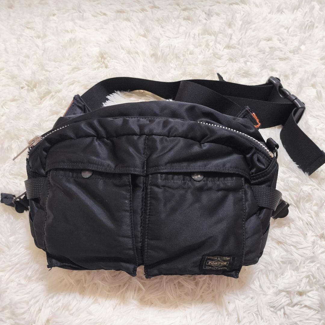 Yoshida Porter Tanker Waist Bag Shoulder Bag Black Nylon Japan Used (Good)