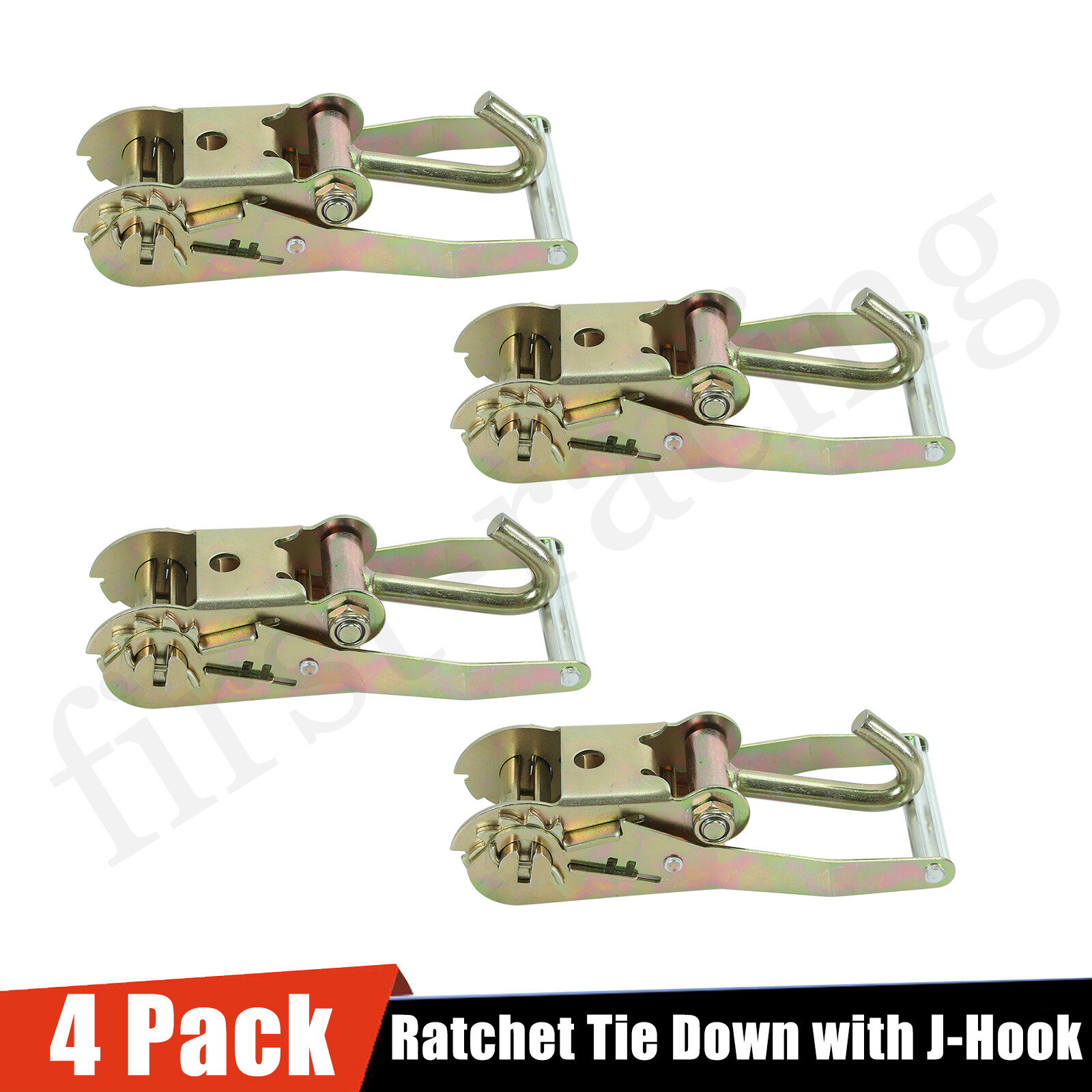 2" Inch Ratchet Tie Down with Steel J-Hook Heavy Duty 4PCS For Tow Truck Trailer
