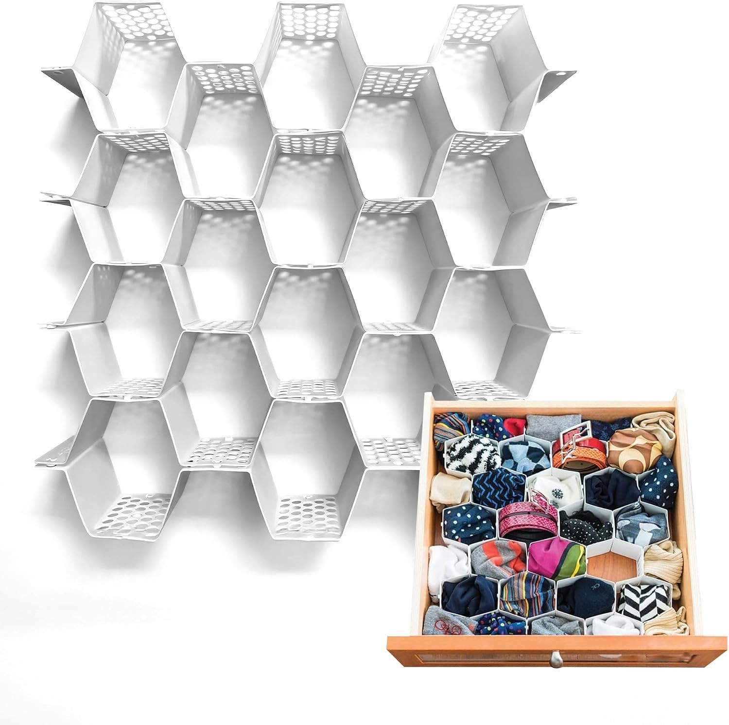 4-Pack Honeycomb Drawer Organizers 112 Cells Expandable Dividers | Expandable