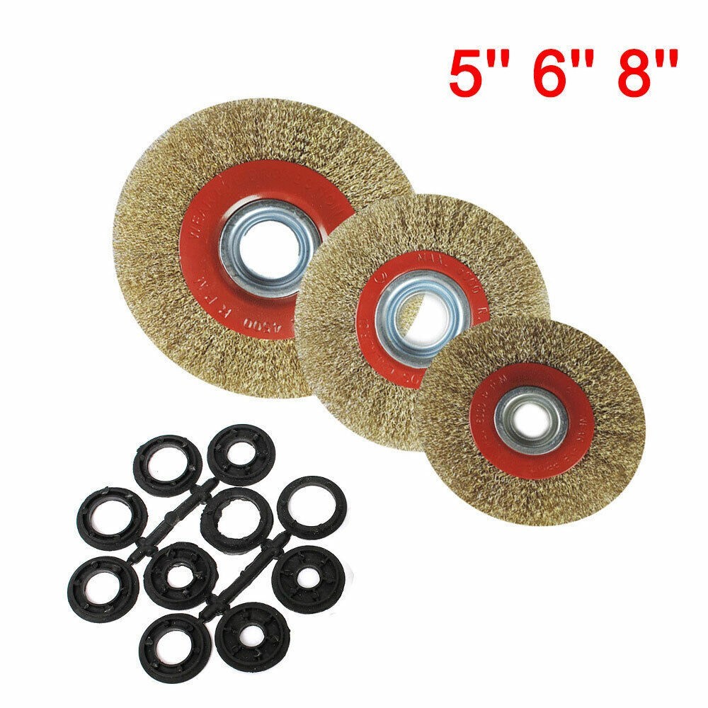 5 6 8 Inch Wire Wheel Bench Grinder Wire Brush Disc With Reducer Bushing Adapter