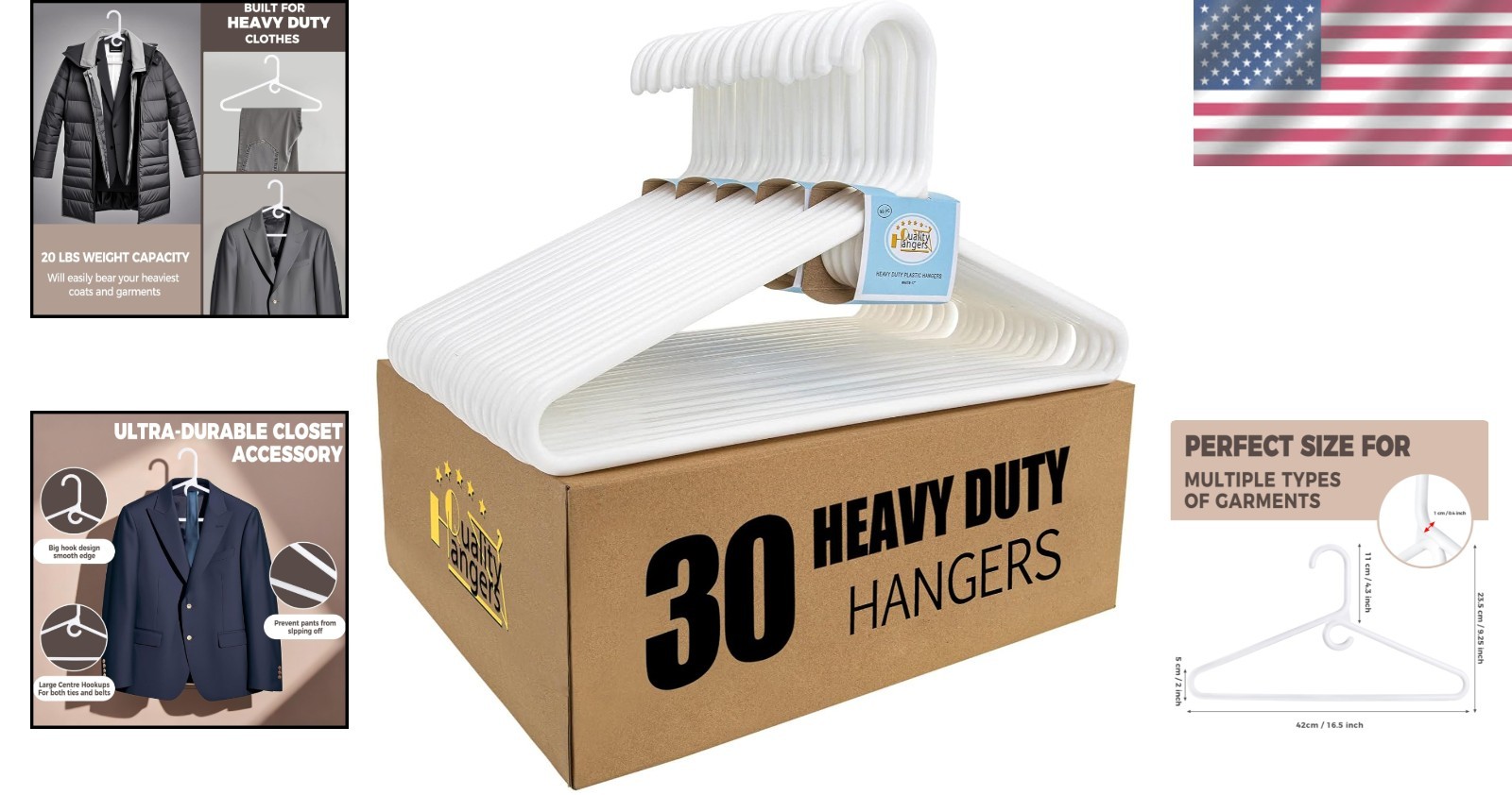 Thick Strong Plastic Hangers 30 Count – Stylish & Durable Clothing Storage