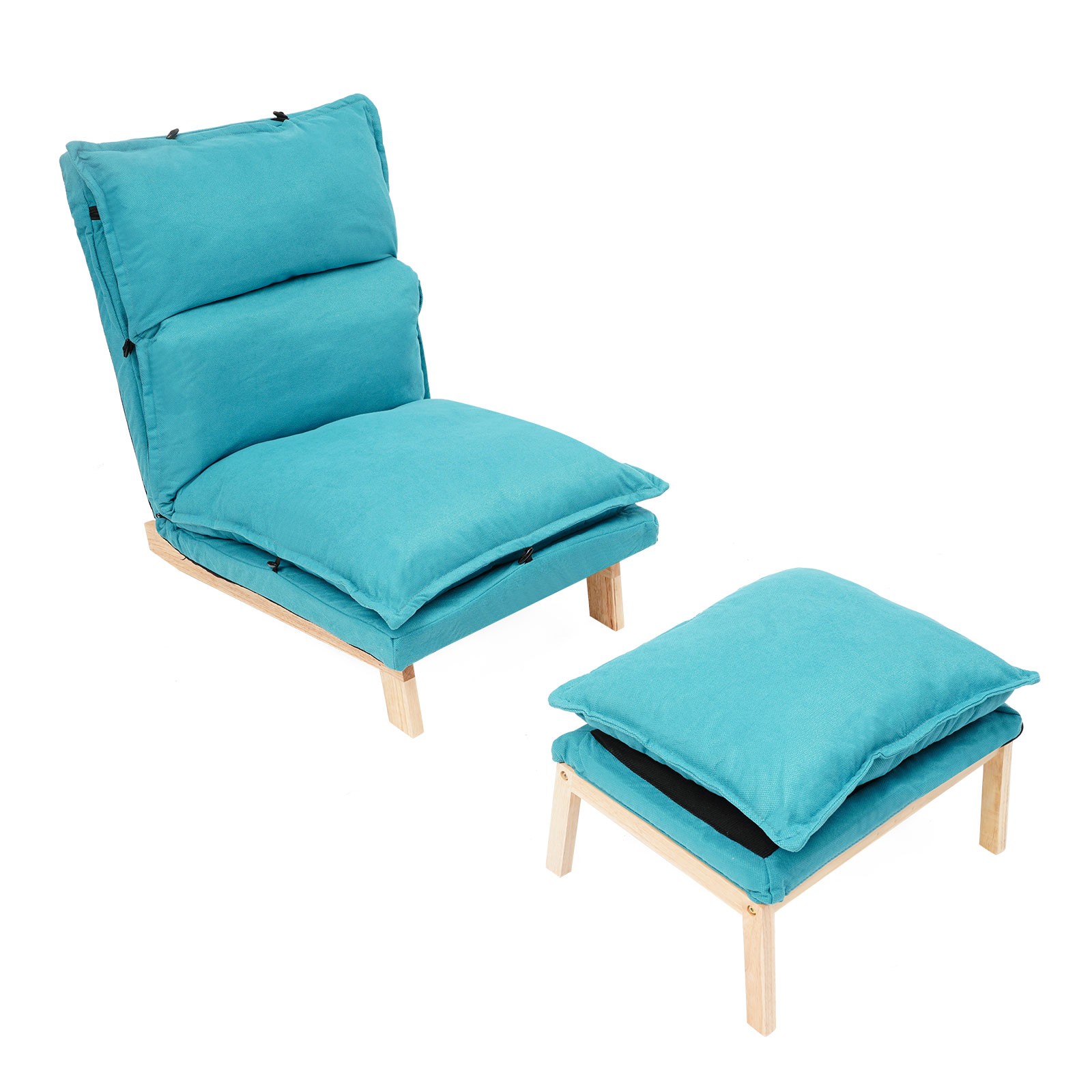 Blue Lounge Chair Single Lazy Sofa Leisure Balcony Adjustable Recliner