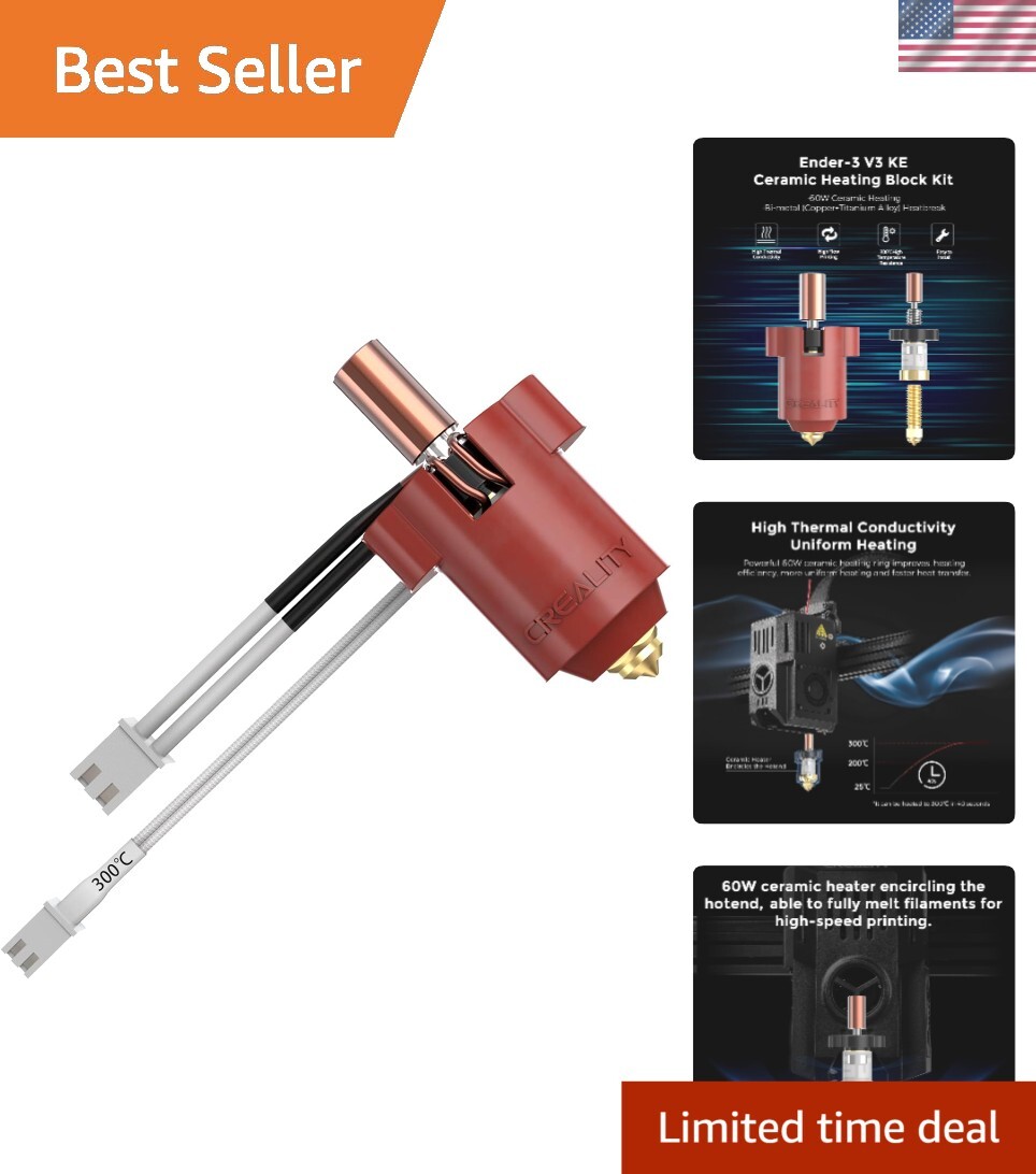 Ender 3 V3 KE Hotend Kit: 300°C Ceramic Heating Block for High-Speed 3D Printing