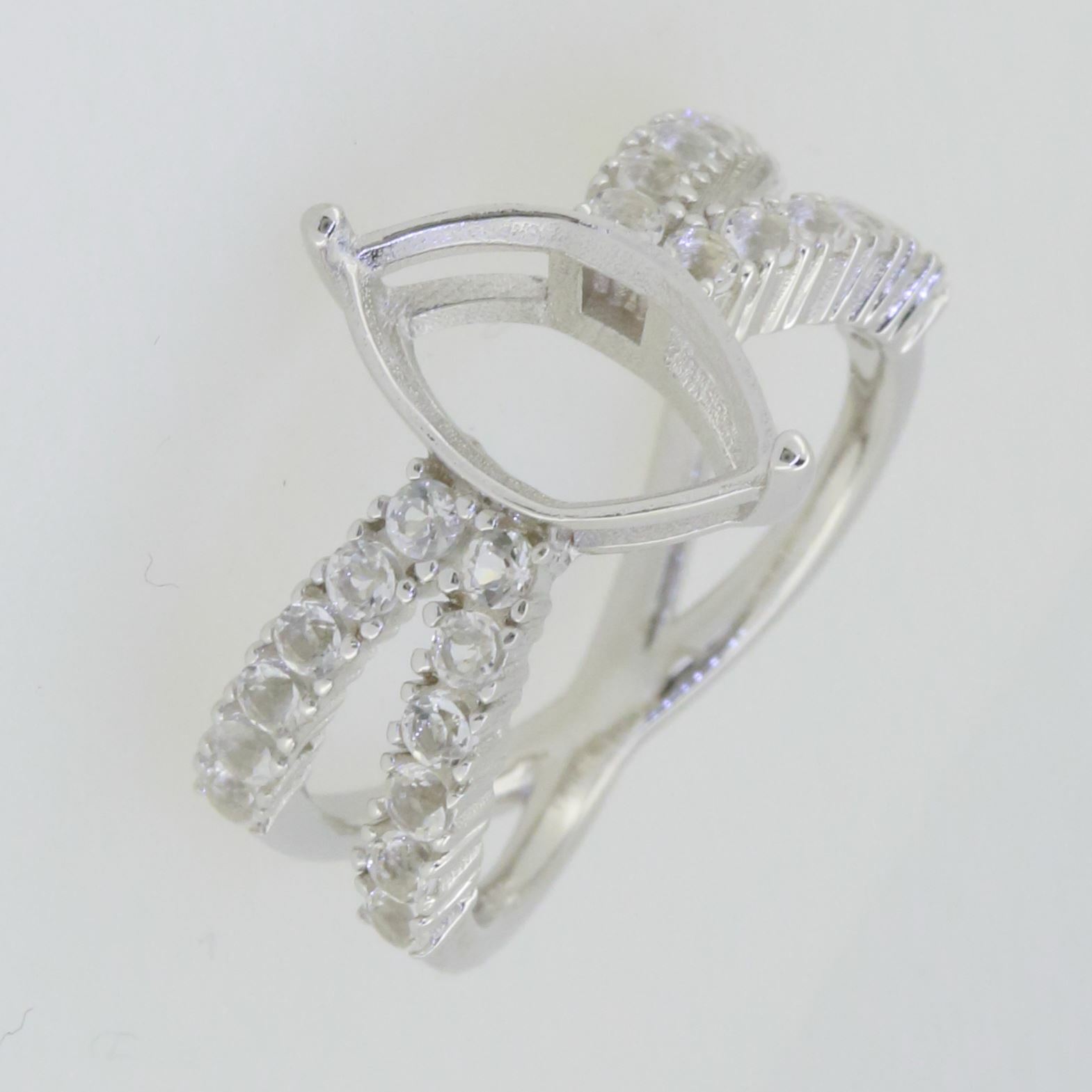Sterling Silver Semi Mount Ring Setting Marquise MQ 14X7mm White Topaz