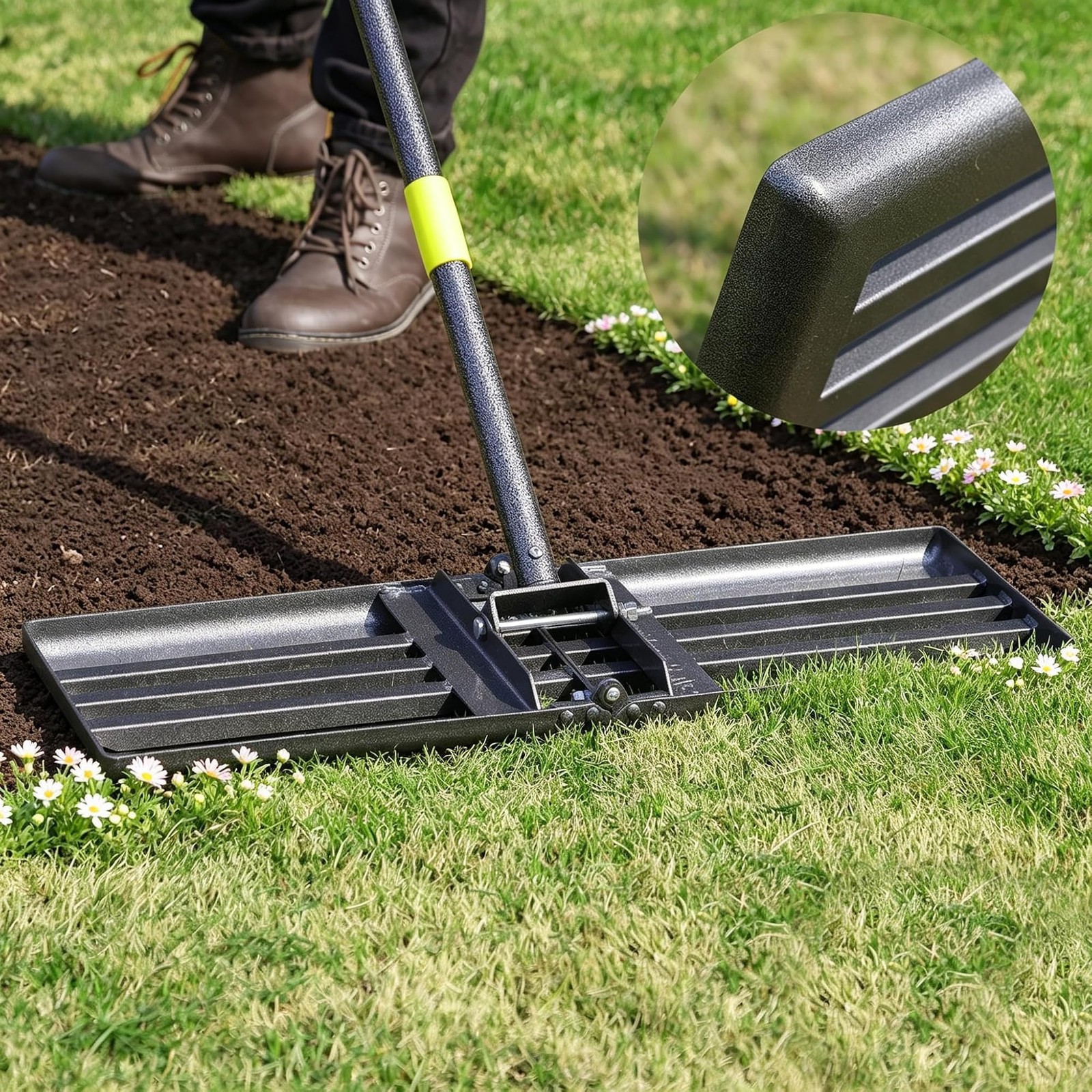 Lawn Leveling Rake Heavy Duty, 30"x10" Large Ground Plate Leveler Tool, Anti ...