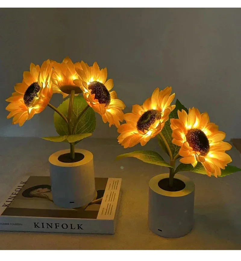 3 LED Night Light Rechargeable Sunflower Lights Interior Lighting Bedroom