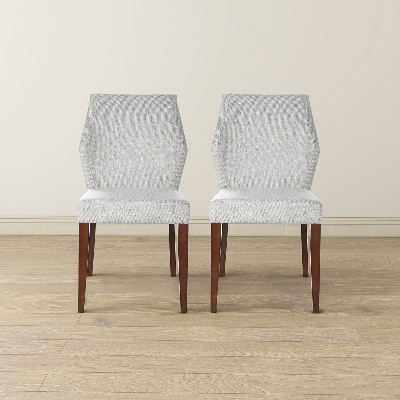 Set of 2 Light Grey Fabric Dining Chairs, Upholstered Side Chairs