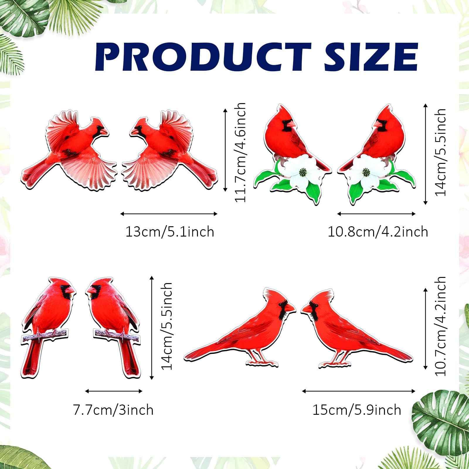 8 Pcs Cardinal Bird Screen Door Magnets Flexible Decorative Double Sided Screen