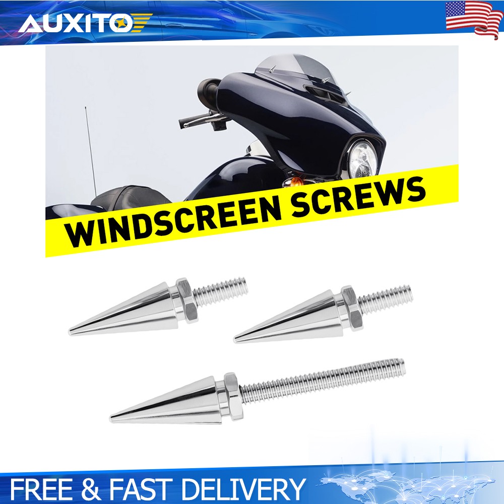 Windshield Trim Screws Silver Spike Bolts Fit Harley Electra Glide 2014-25