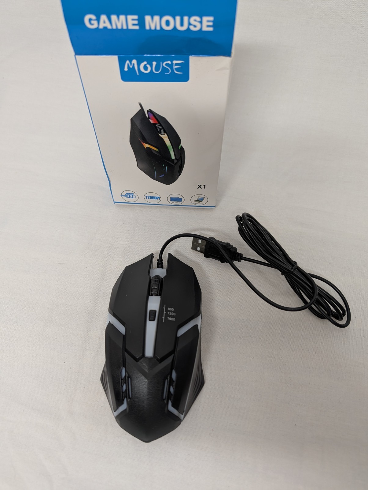 Gaming Mouse Wired High Precision X1 USB Black 12000 DPI Ergonomic Design