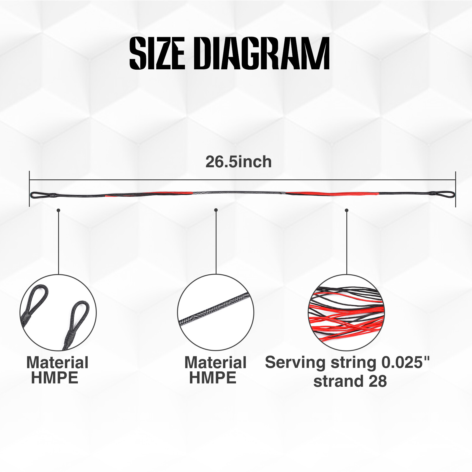 Red & Black 26.5" Replacement String for 175Lbs Barnett Mag Cat Jaguar Crossbow