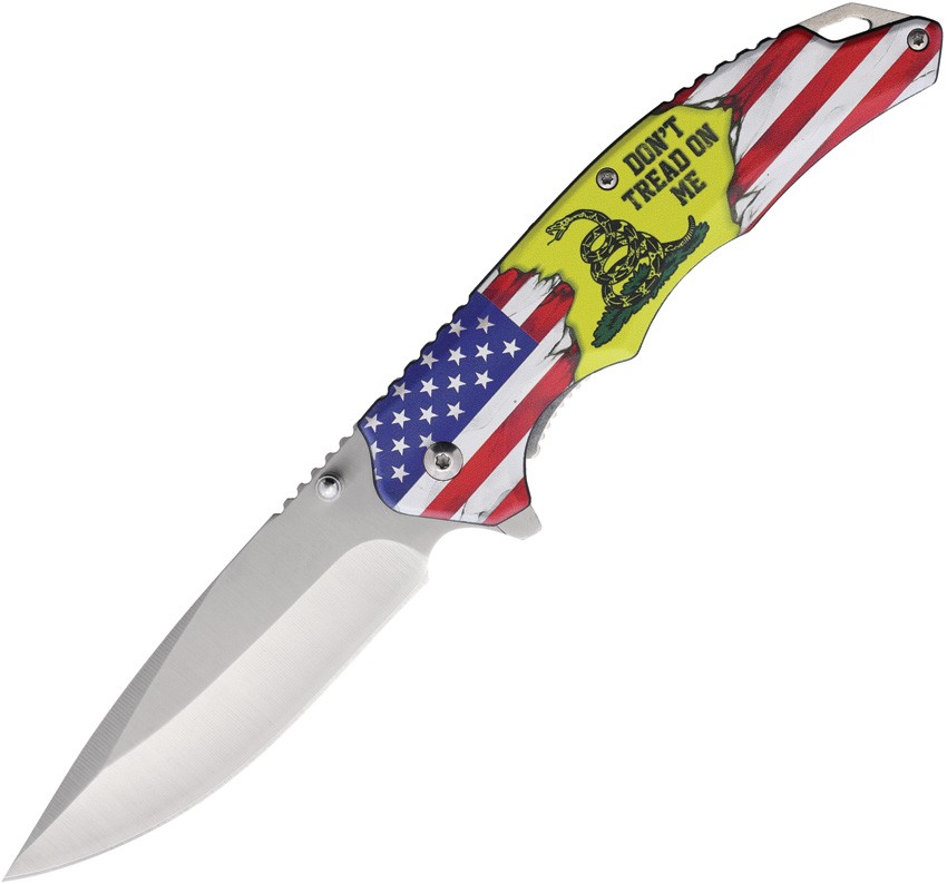 Rough Rider Linerlock A/O Don't Tread On Me Flag Aluminum Folding Knife 2686