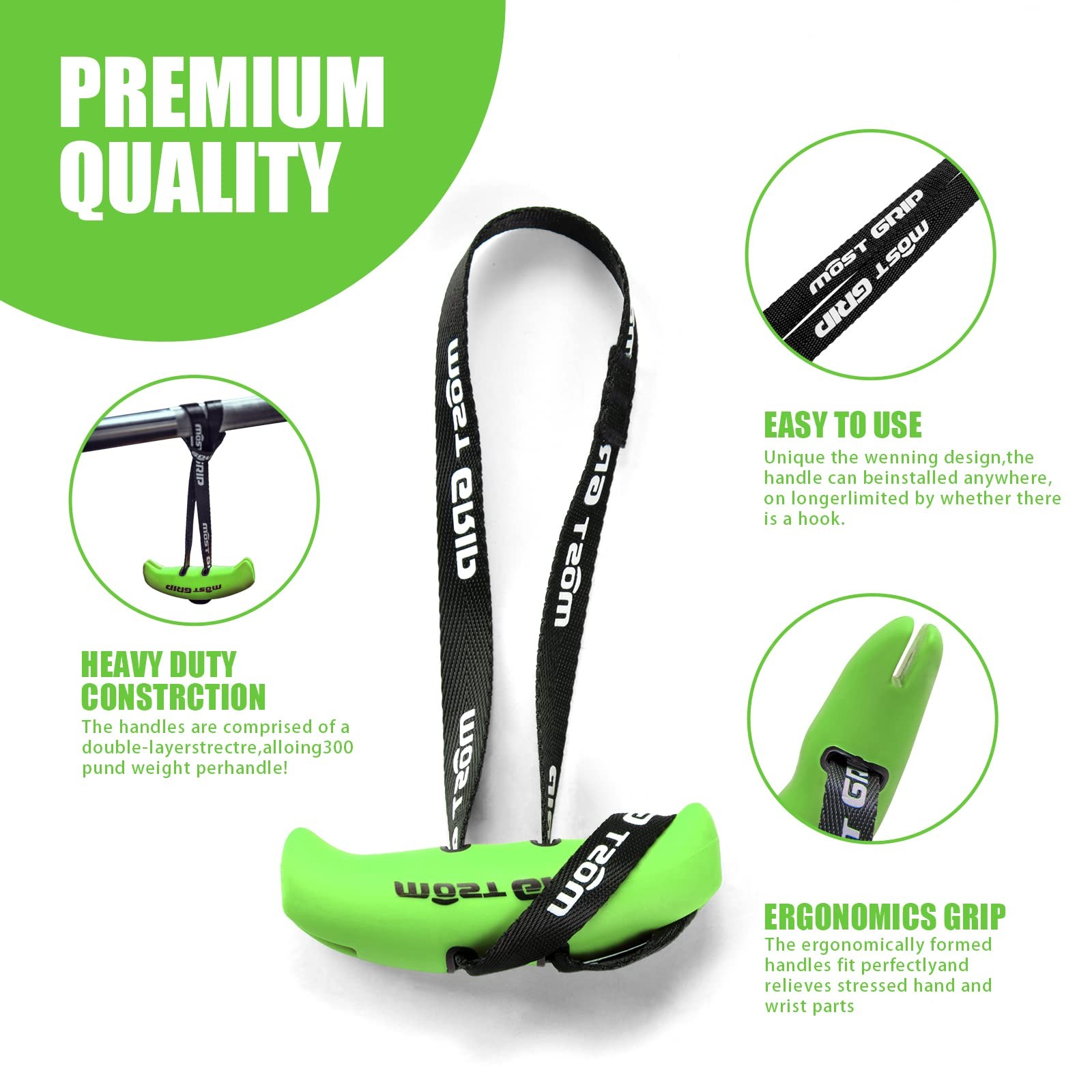 MOST GRIP Neutral Grip Pull Up Handles for Home Gym Workout, Ergonomic Pull U...