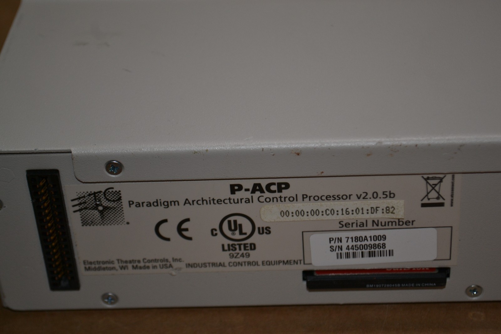ETC P-ACP 7180A1029 PARADIGM Architectural Control Processor VER 2.0.5B