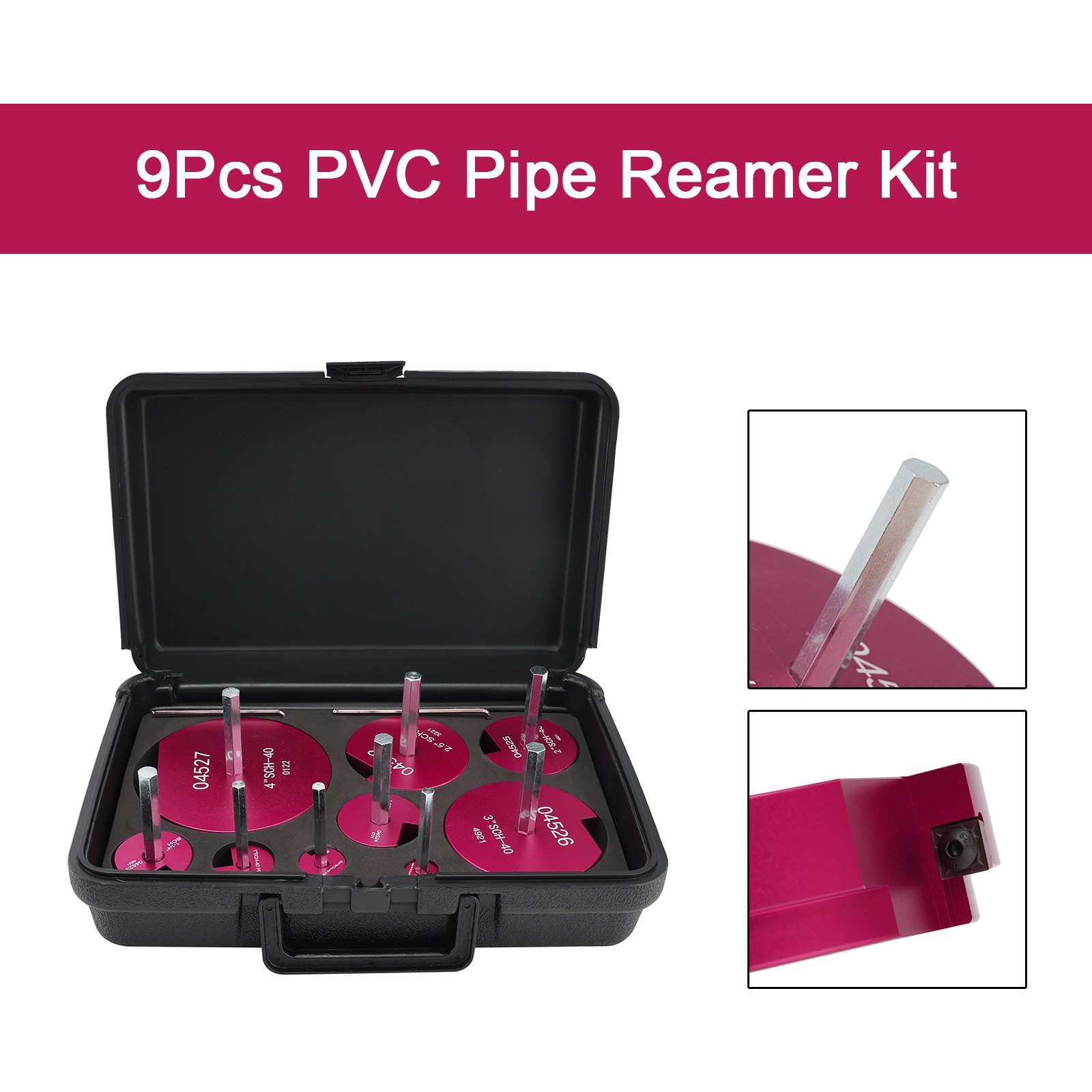 9PCS PVC Pipe Reamer Kit Fitting Socket Saver SCH Plumbing Tools For 1/2" Drills