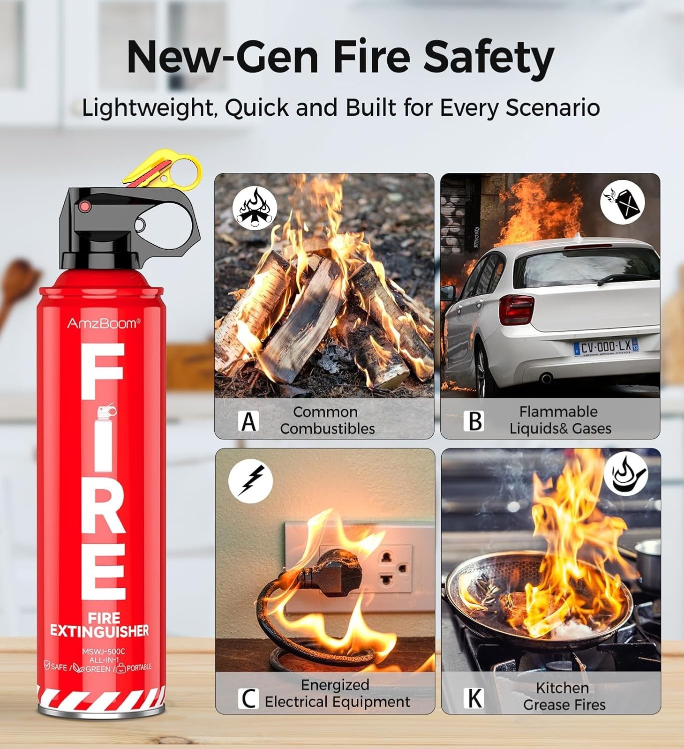 Fire Extinguisher Home Kitchen Car Grill Mounting Bracket Extinguishing Spray