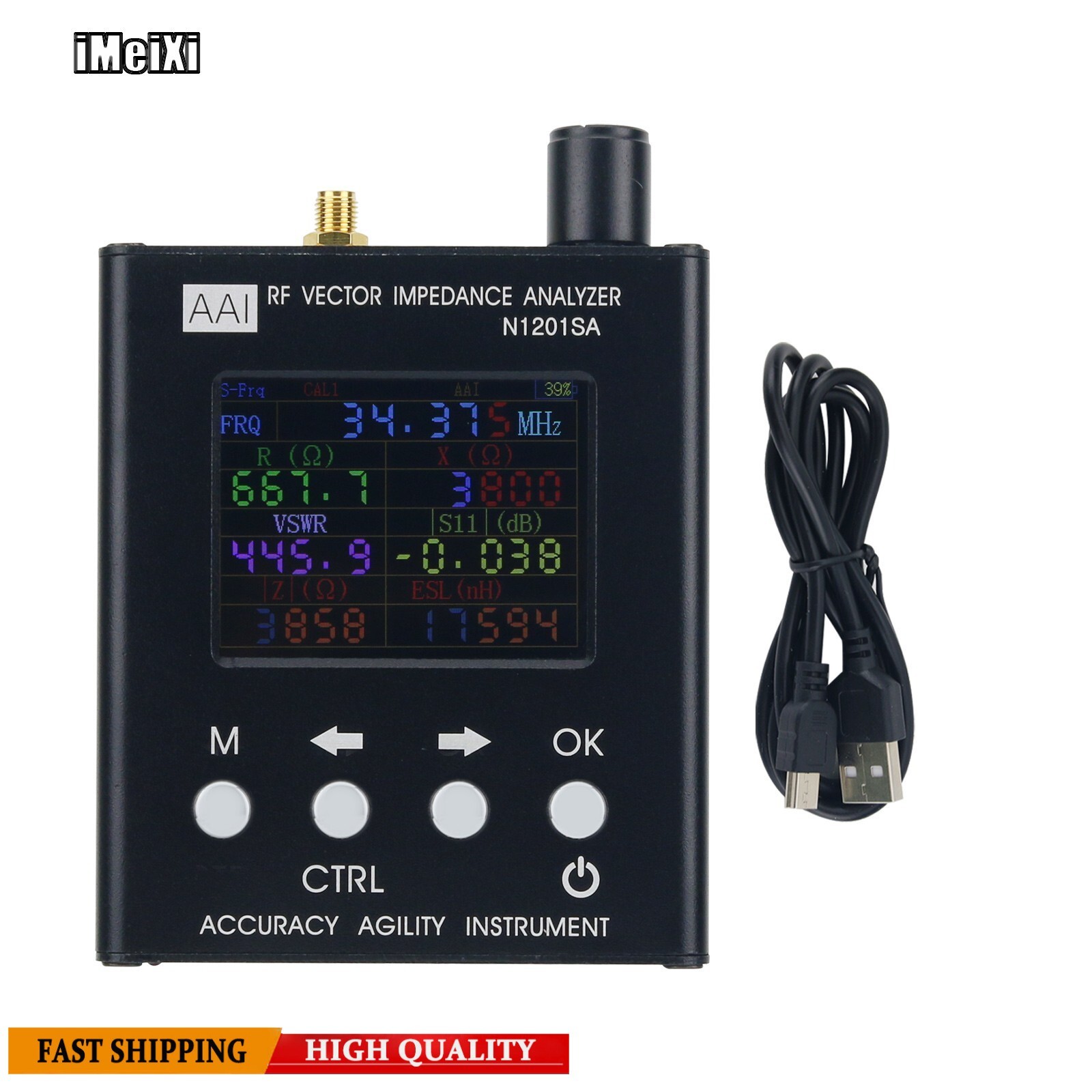 RF Vector Antenna Analyzer SWR Meter 34.375MHZ-2.7GHz For SWR S11 N1201SA New