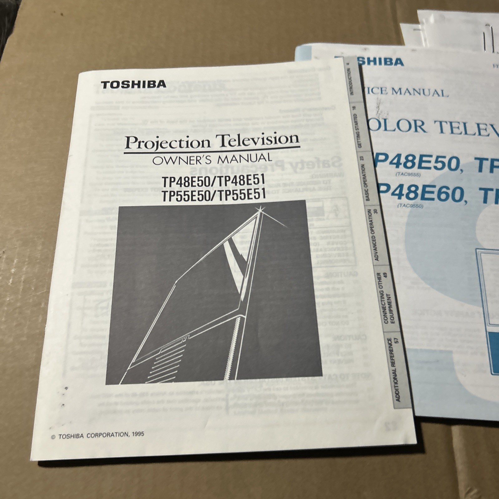 original Factory Toshiba 50"Projection Tv Lot arcade video game manual