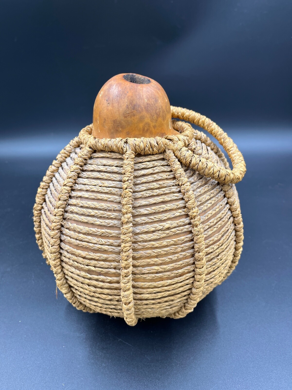 Early Woven Basket Encased Gourd