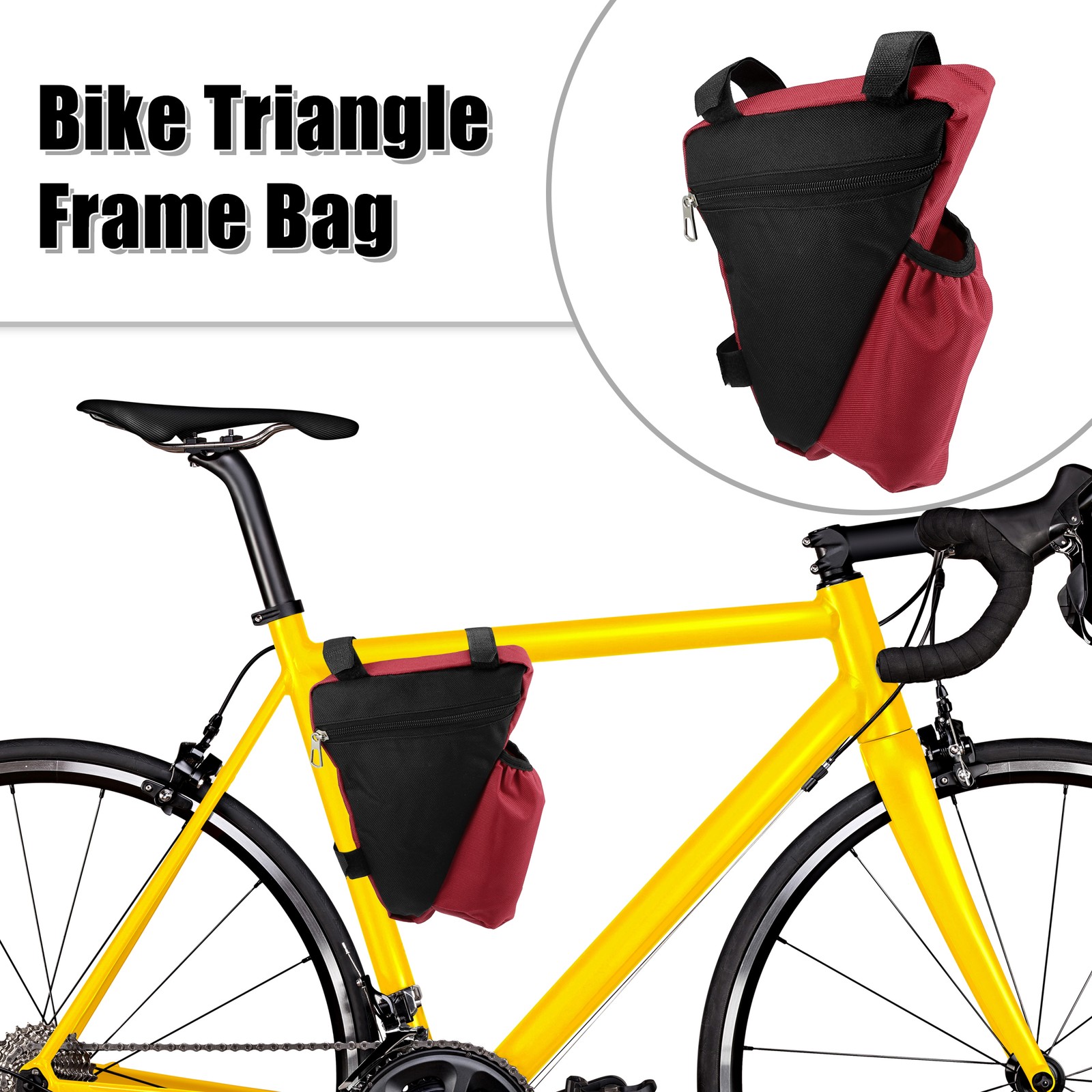 1Pcs Triangle Frame Bag with Bottle Holder Storage Bag Fit for Mountain Bicycle