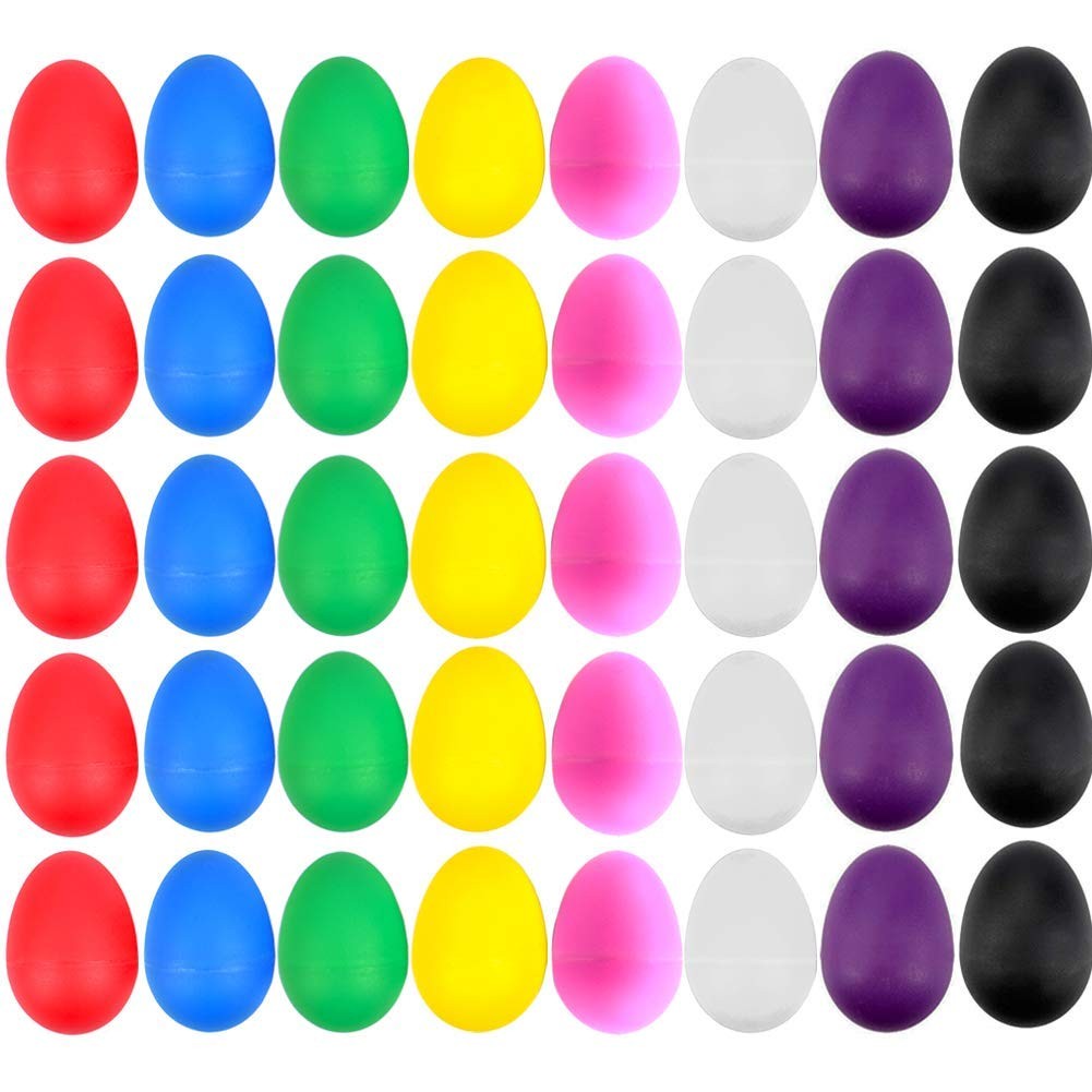 40PCS Plastic Egg Shakers Percussion Musical Maracas Easter Eggs for Music Le...