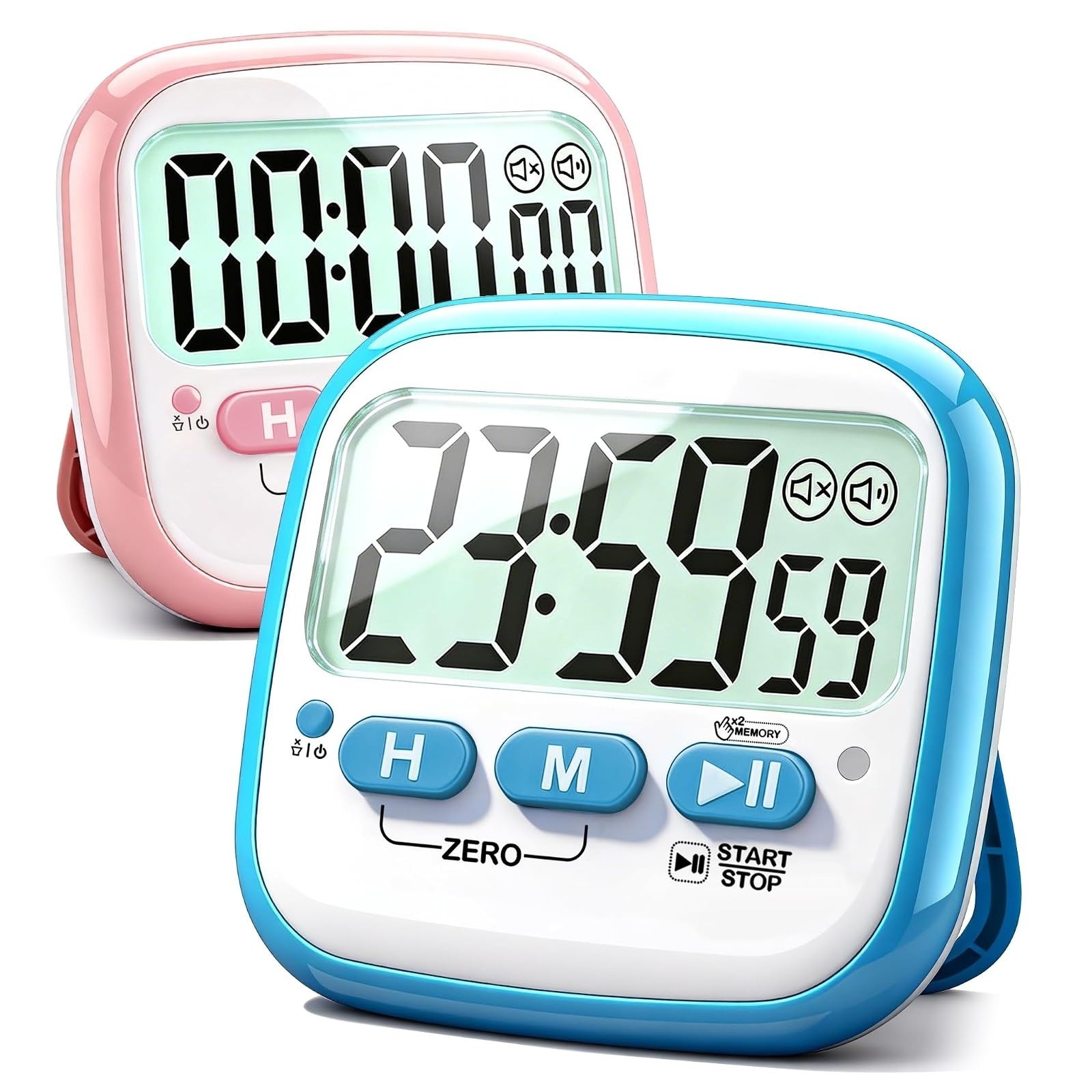 Antonki 2 Pack Digital Kitchen Timer - Magnetic Countdown Timer for Kids