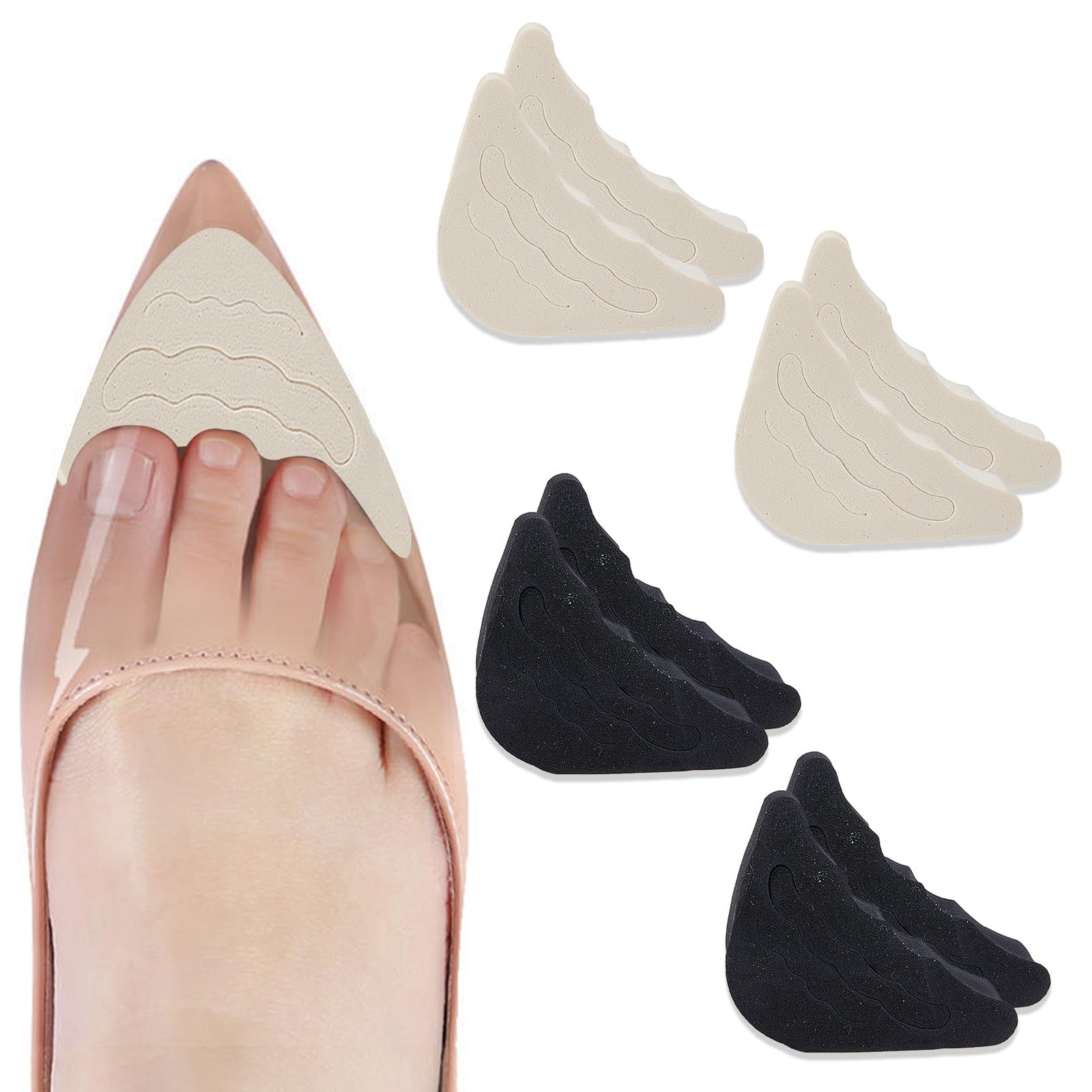 4 Pairs Toe Inserts for Shoes Too Big, Adjustable Shoe Filler Insoles, High H...