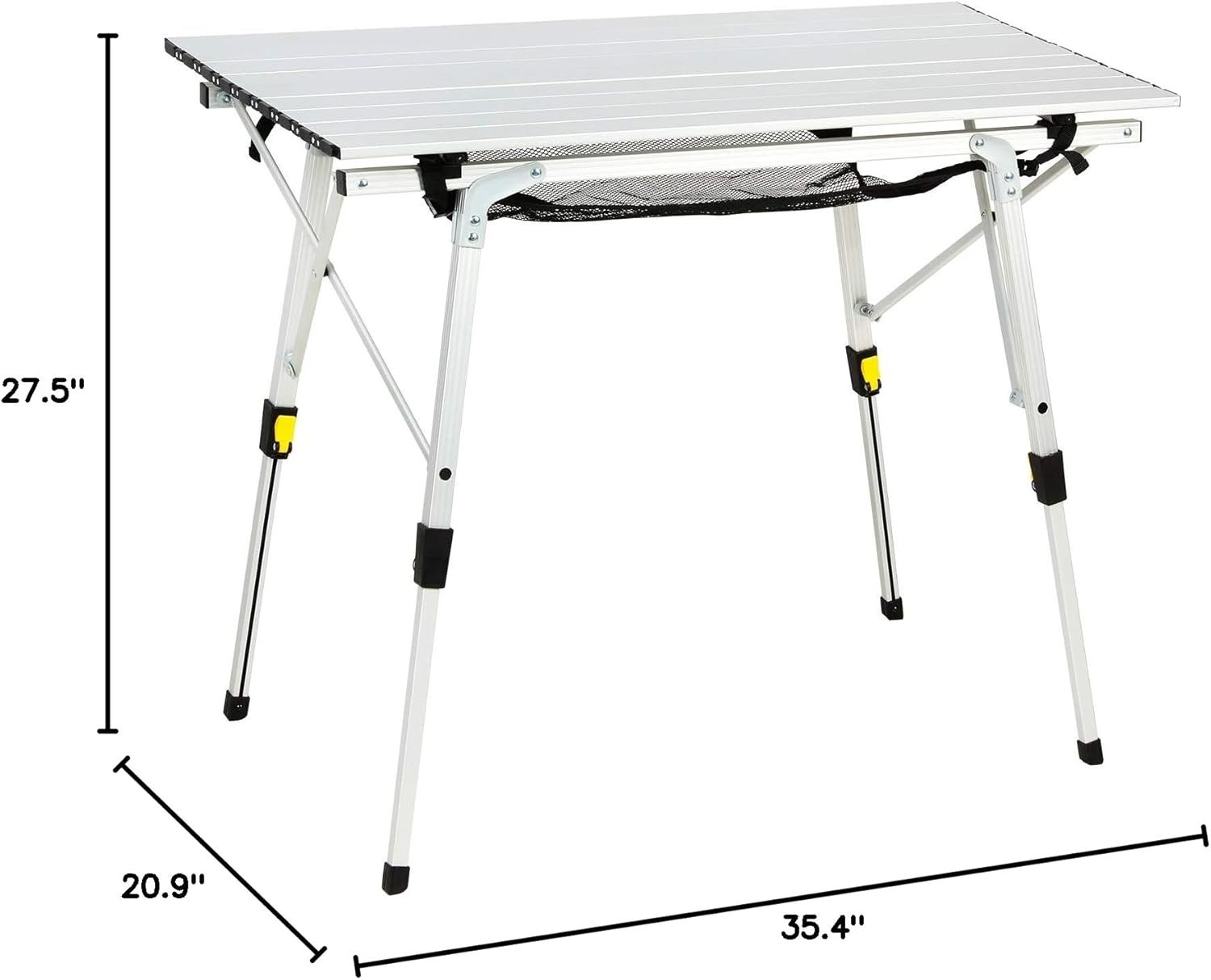 Adjustable Folding Camping Table with Rolling Aluminum Top - 35.4"