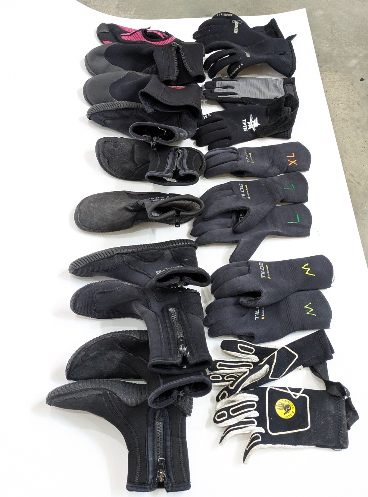As-Is Scuba Diving Booties & Gloves Lot Package