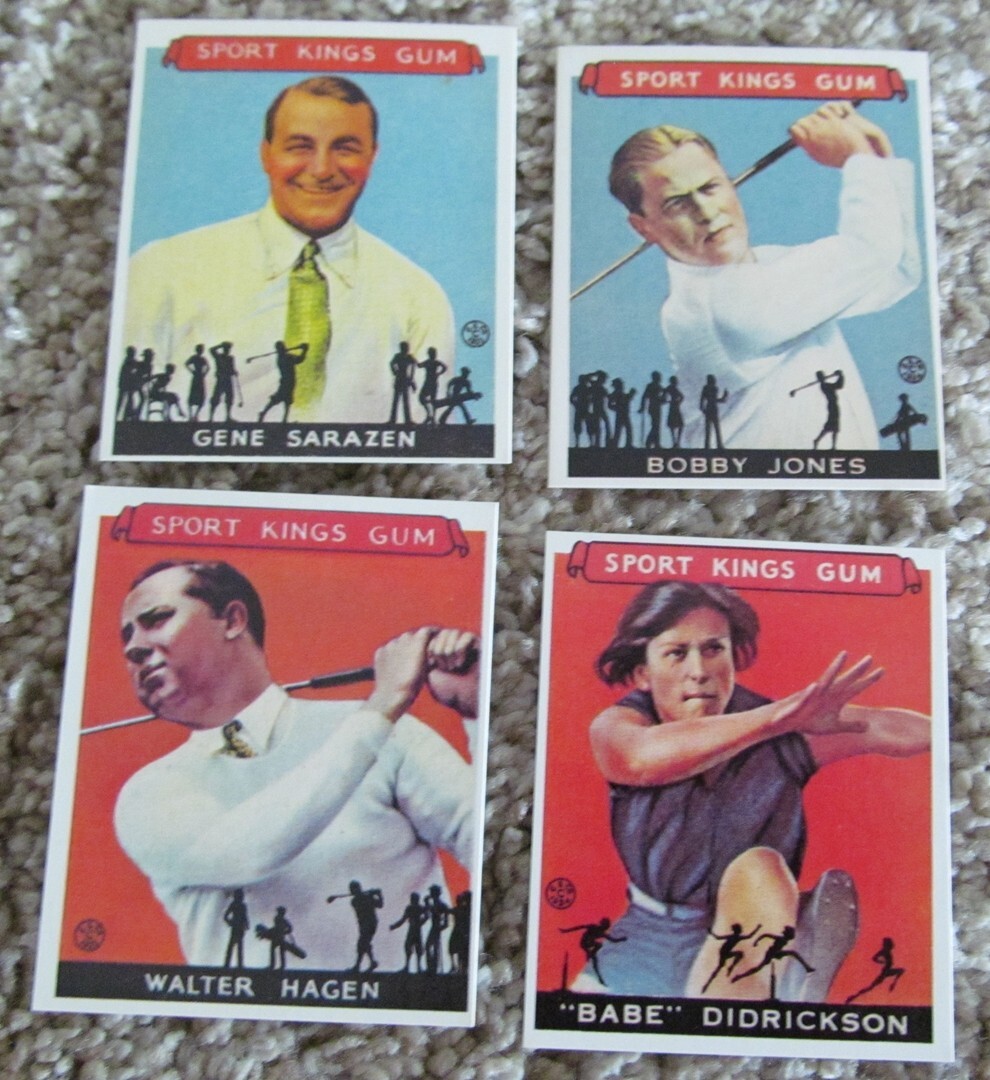 SPORT KINGS GOLF CARDS-REPRODUCTIONS-JONES-HAGEN- SARAZEN & ZAHARIAS