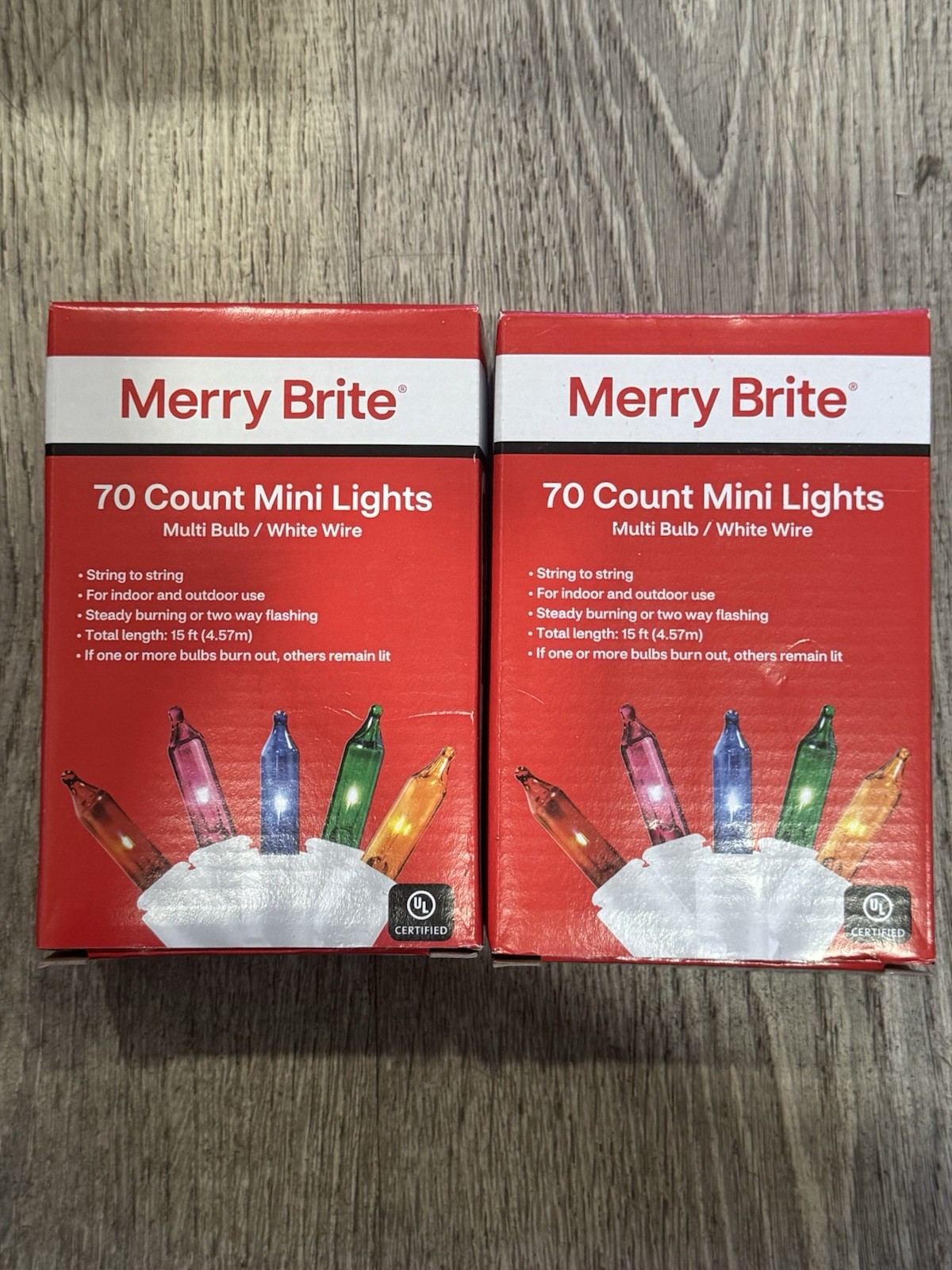 2 Pack! 70 LIGHT MERRY BRITE 70 Multi Mini Christmas Lights Bulb White wire