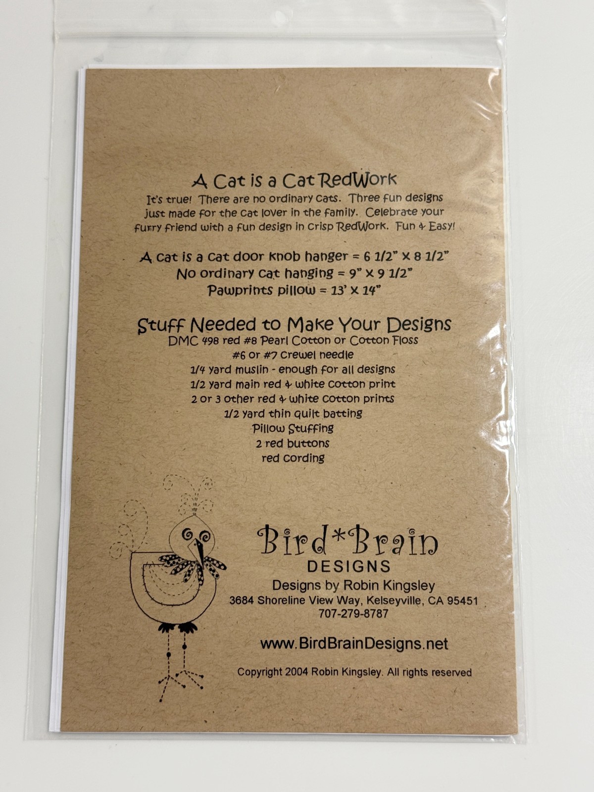 REDWORK-A CAT IS A CAT BY ROBIN KINGSLEY FOR BIRDBRAIN DESIGNS
