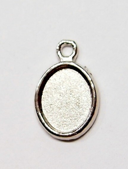 50 - 10x8mm Vintage Antique Silver  w/Cross Backside Pendant Earring Setting