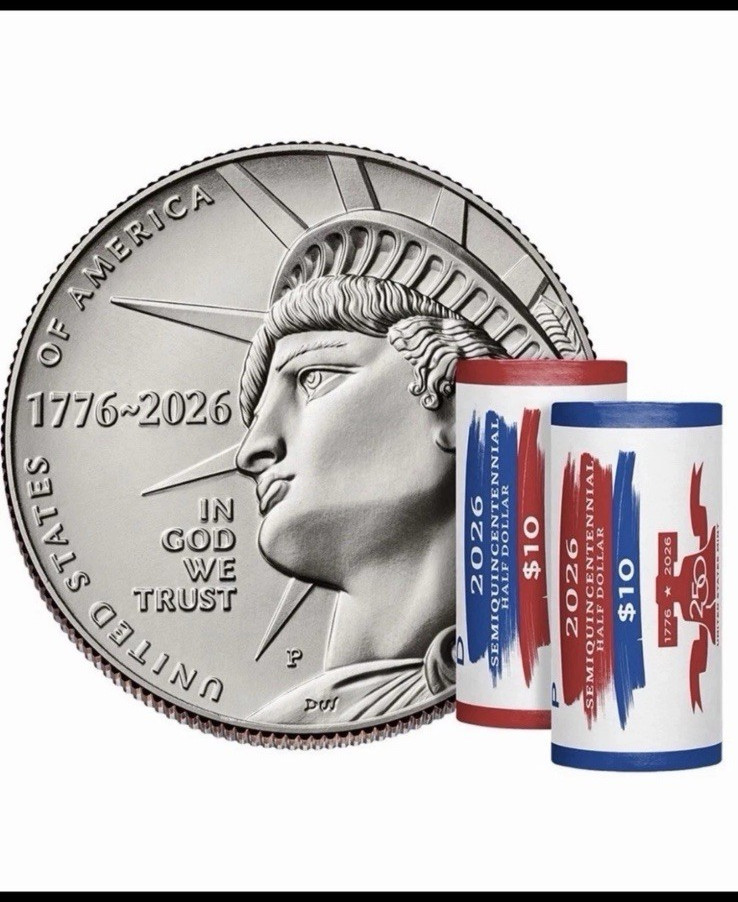 2026 P & D Semiquincentennial Half Dollar Rolls Enduring Liberty Original Wrap
