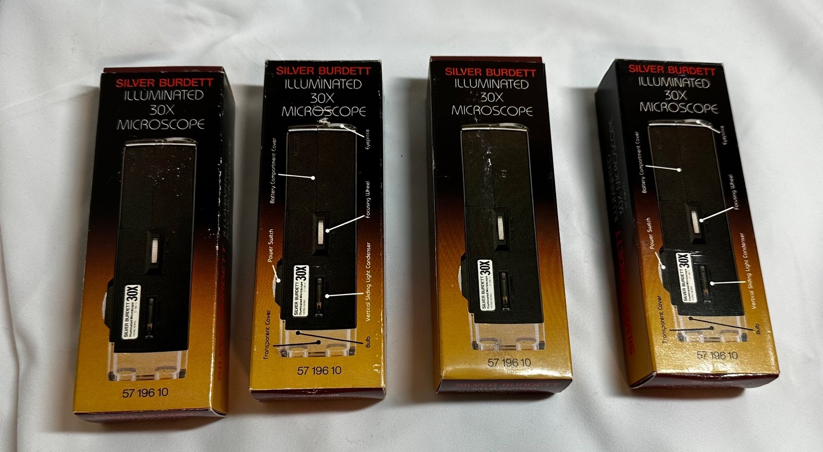 Silver Burdett bulk lot qty 4, 5719610 hand held 30x illuminated microscopes