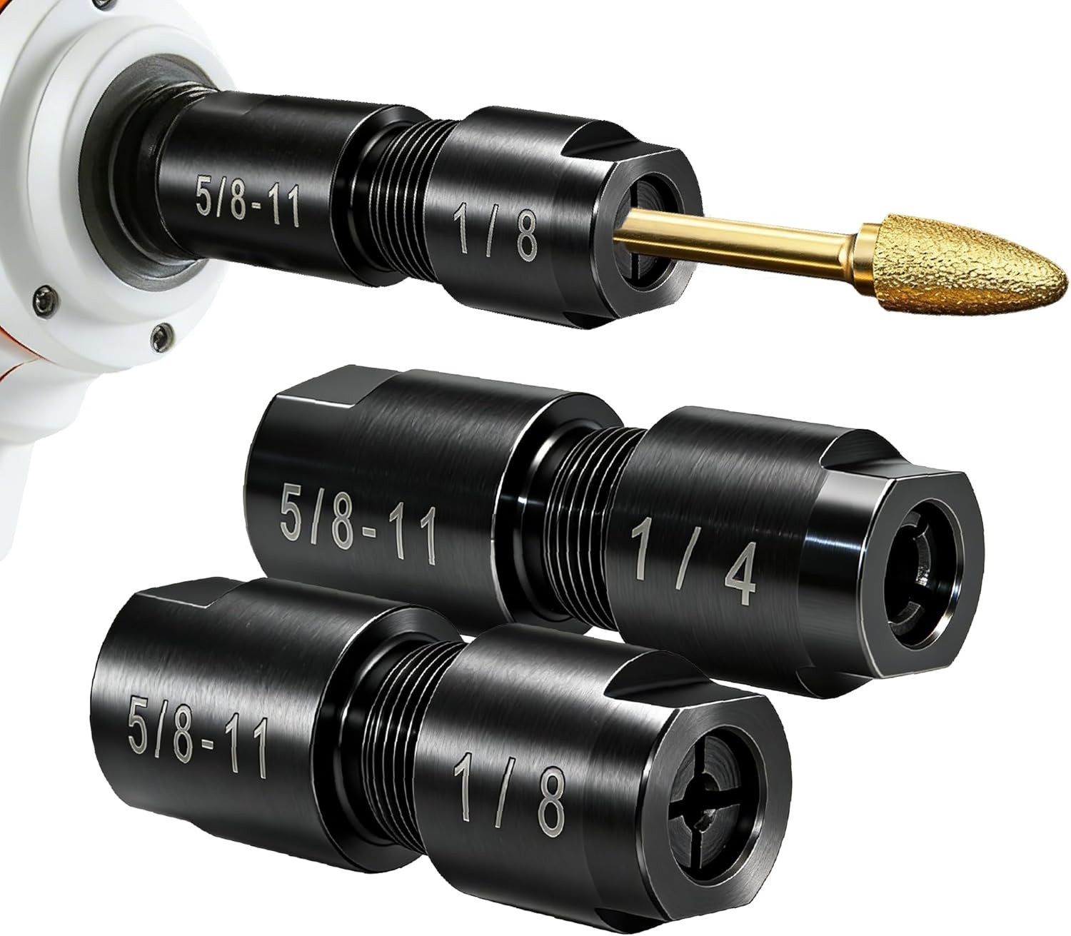 2-Pack Angle Grinder to Die Grinder Adapter, 5/8”-11 to 1/4" & 1/8" Collet, Heav