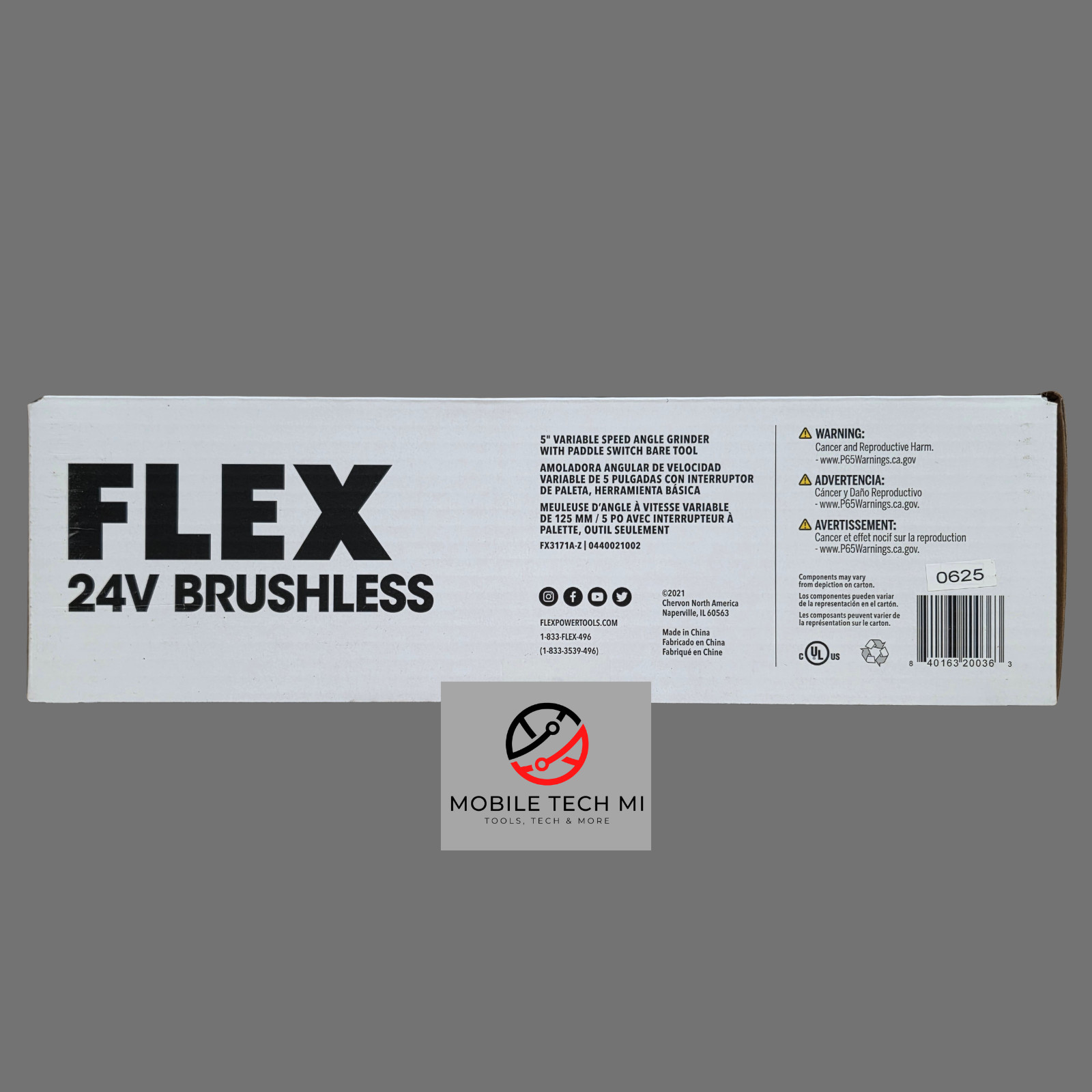 FLEX 24V 5" Variable Speed Angle Grinder w/ Paddle Switch Brushless FX3171A-Z