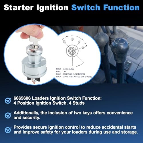 6665606 Ignition Switch with 2 Keys Compatible with Bobcat Loaders 310 313 322