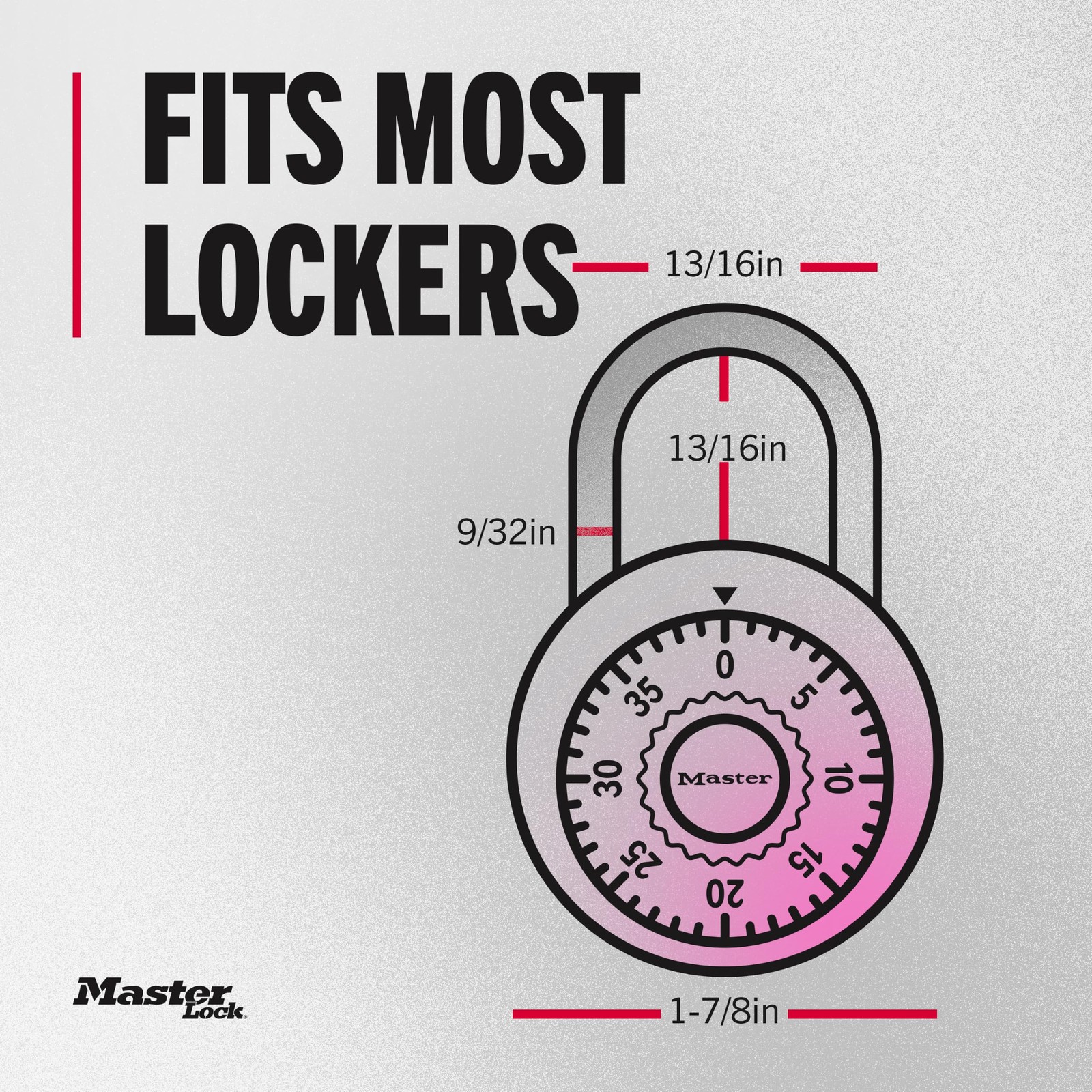 Master Lock 1530DPNK Locker Combination Padlock, 1 Pack, 1 Pink