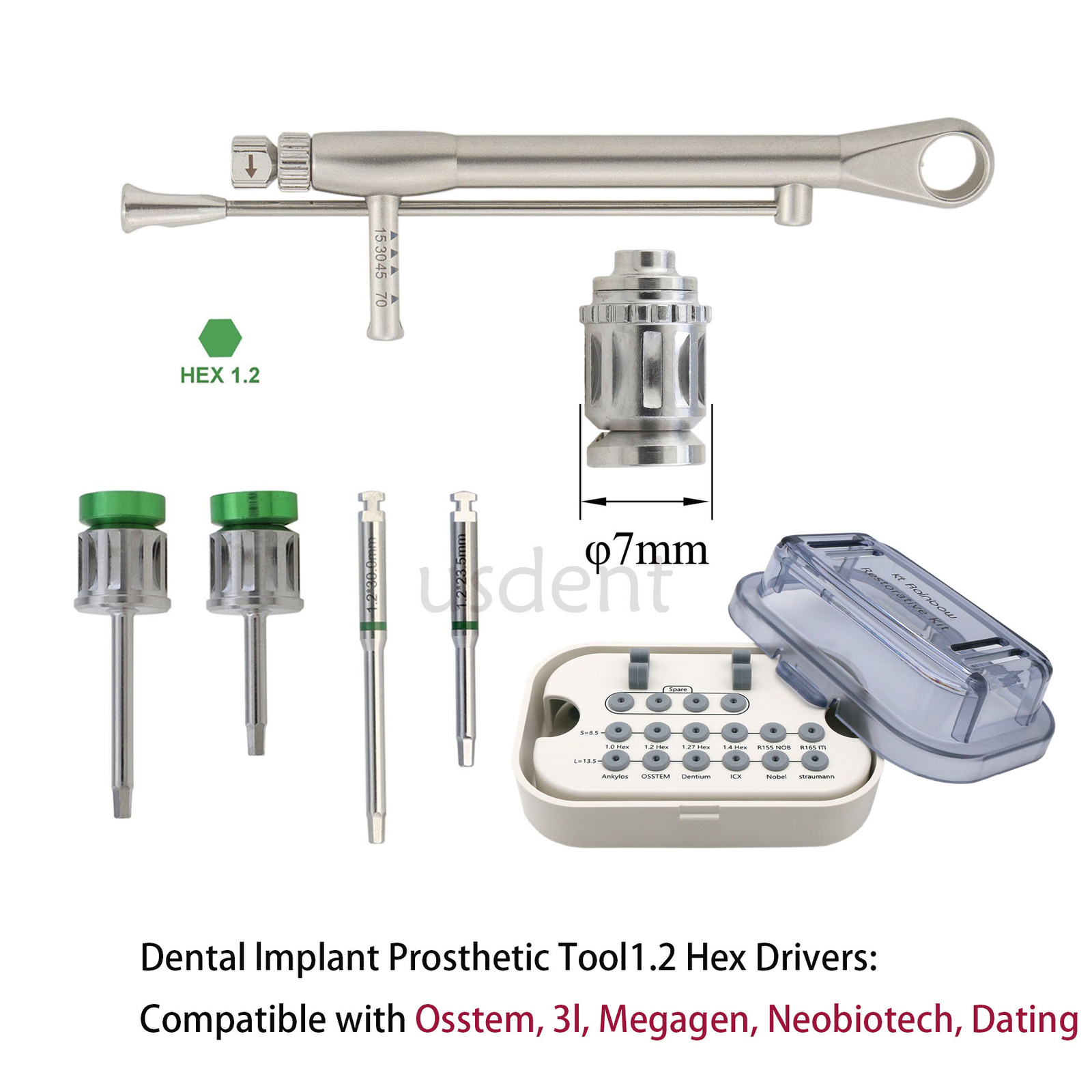 Dental Implant Hex 1.2 Drivers  Ratchet Torque Wrench Manual Adapter Latch