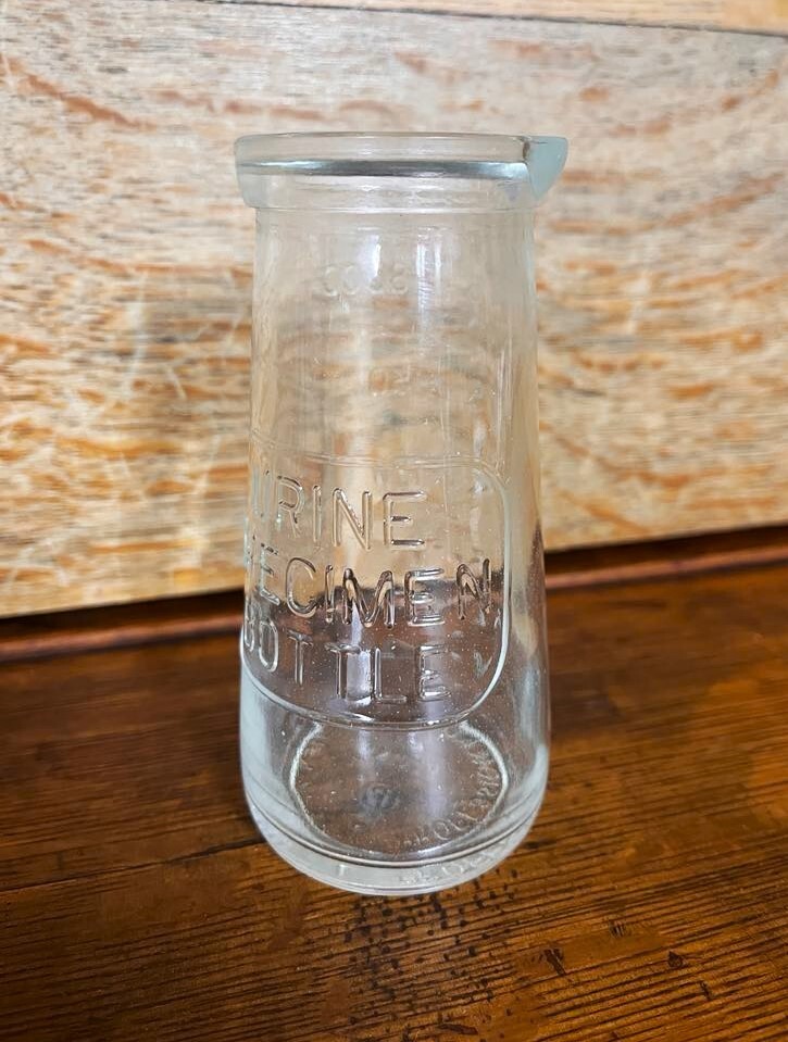 Vintage Embossed Glass Urine Specimen Bottle