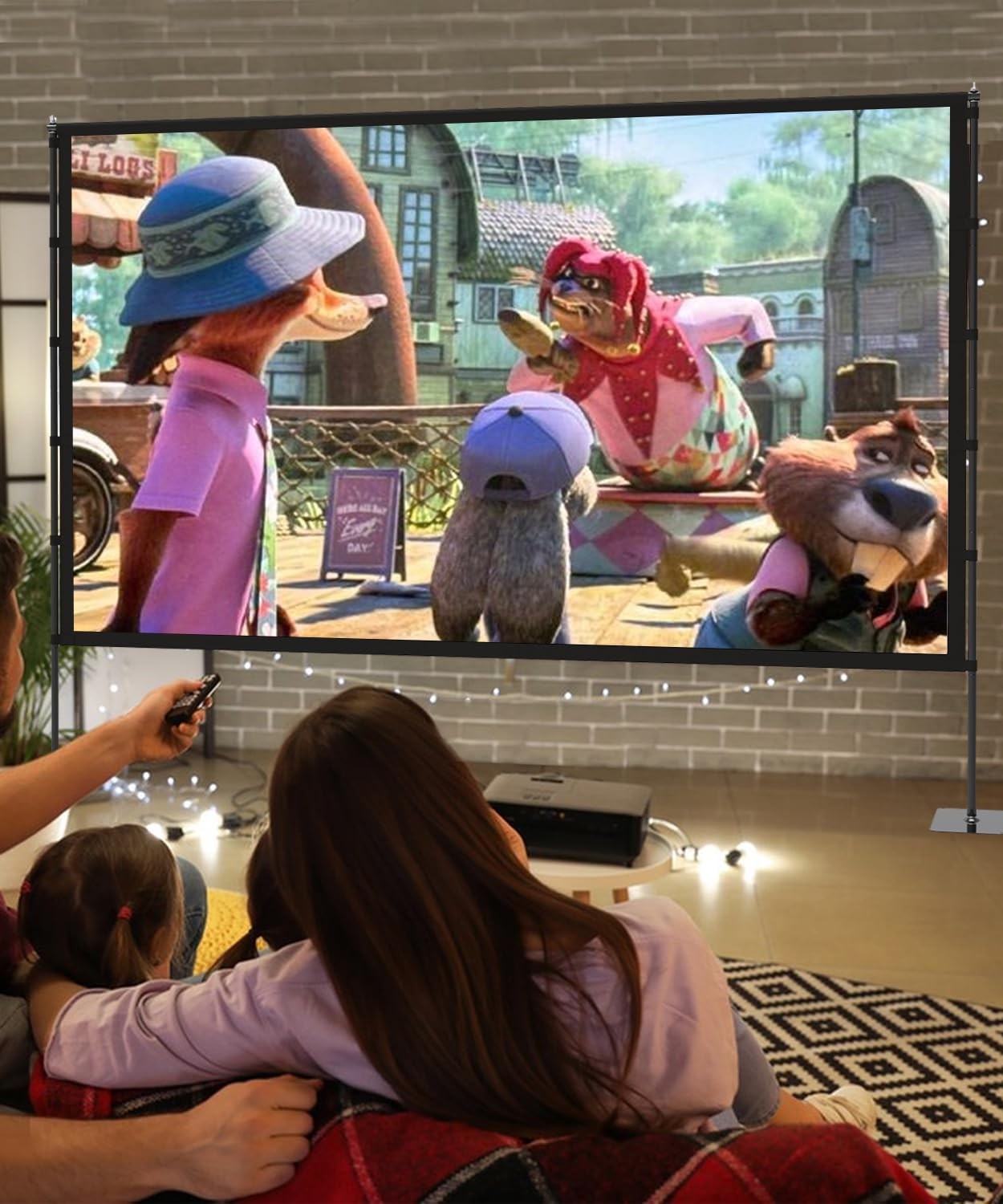 Projector Screen with Stand - 100 Inch Outdoor Projector Screen Portable Proj...