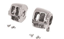 V-Factor 13338 Chrome Housings with Black Switches - Big Twin & Sportster 96-06