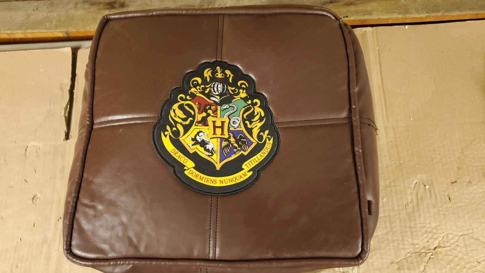 Harry Potter Hogwarts 12” x 12" Faux leather Foam Ottoman Foot Rest Chair Seat