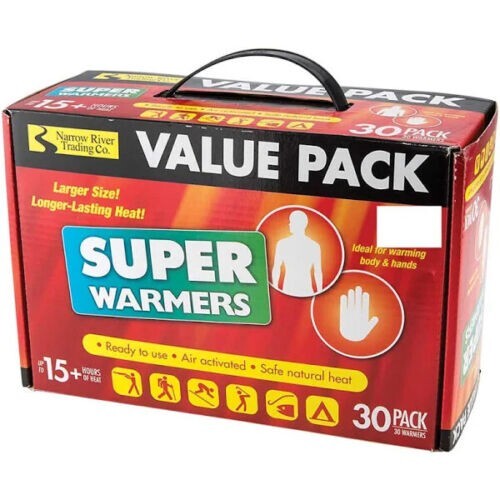 30 Pack SUPER HAND and BODY Warmer UP TO 15 HOURS of HEAT NEW AUG 2027! Big size