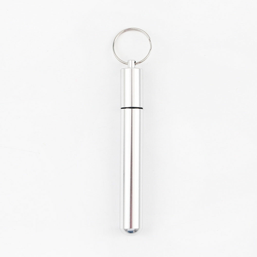 2X Keychain Waterproof Pill Box Bottle Holder Container Ear Spoon Toothpick Tool