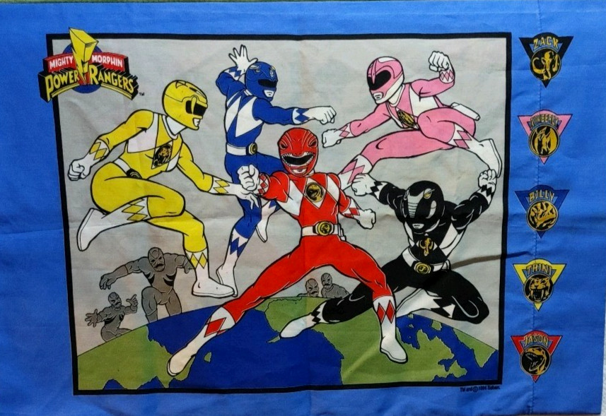 Mighty Morphin Power Rangers Standard Pillowcase (Please See Description)