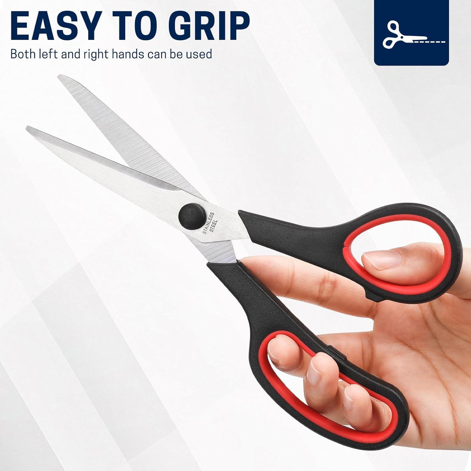 8" 10 Pack All Purpose Heavy Duty Scissors- Comfort-Grip Sharp Scissors for Offi